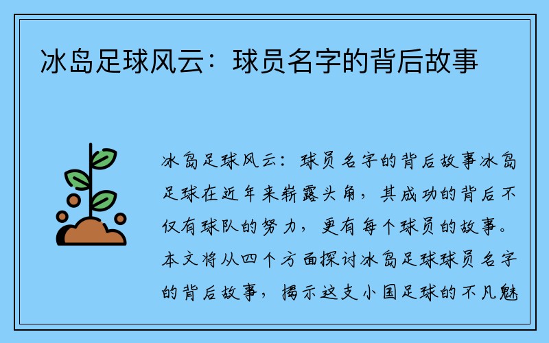 冰岛足球风云:球员名字的背后故事